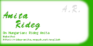 anita rideg business card